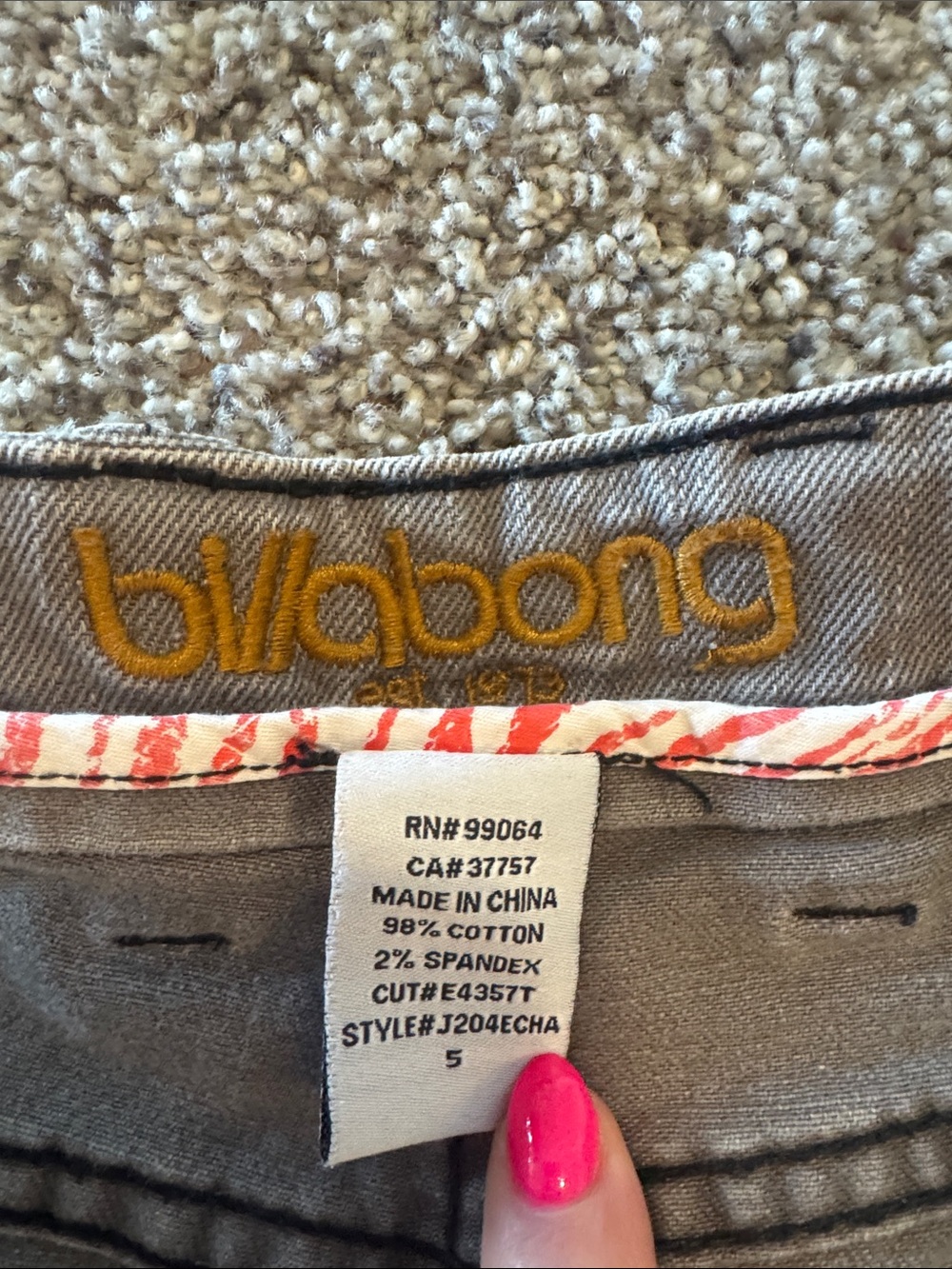 Billabong Gray Low-Rise Denim Shorts - Picture 3 of 6